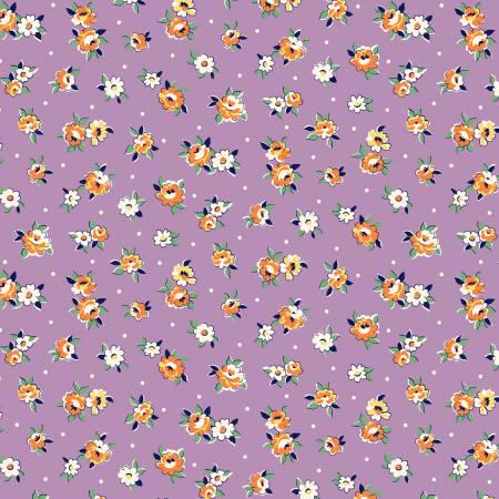 Lilac Tossed Flowers - Aunt Grace Garden Variety - Judie Rothermel - Marcus Fabrics - R351026D-LILAC
