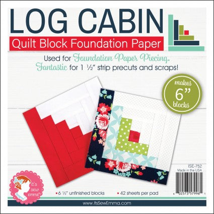 6 In. Log Cabin Foundation Paper Piecing Pad - 42 Sheets - It's Sew Emma - ISE752