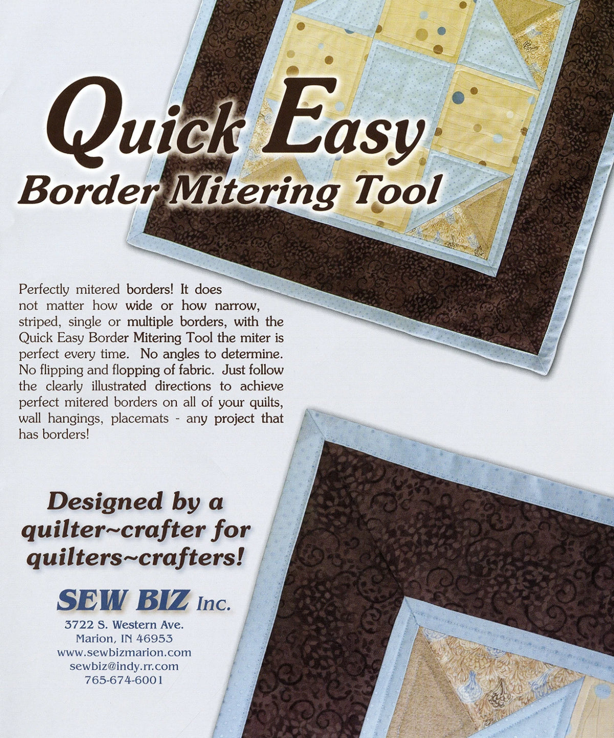 Large Quick Easy Border Mitering Tool - Sew Biz - MBT101