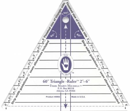 Triangle Ruler Small 60 Degree 2in to 6in - Marti Michell Marketing - MM8962