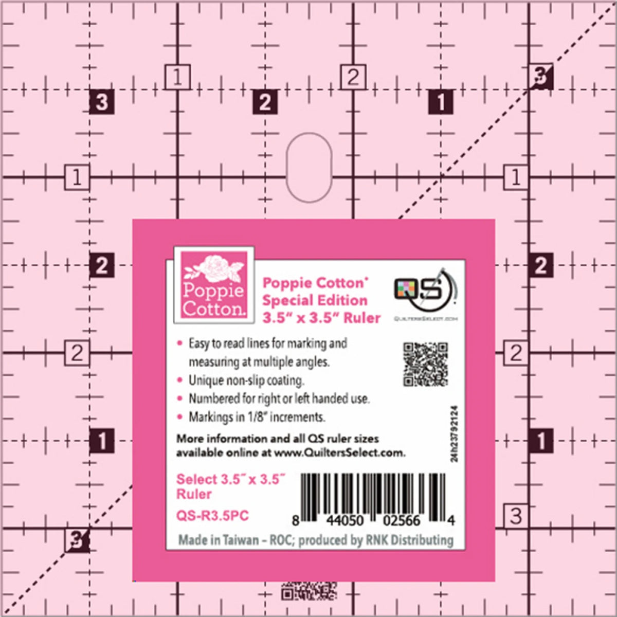 Quilter's Select Pink 3.5inx3.5in Ruler