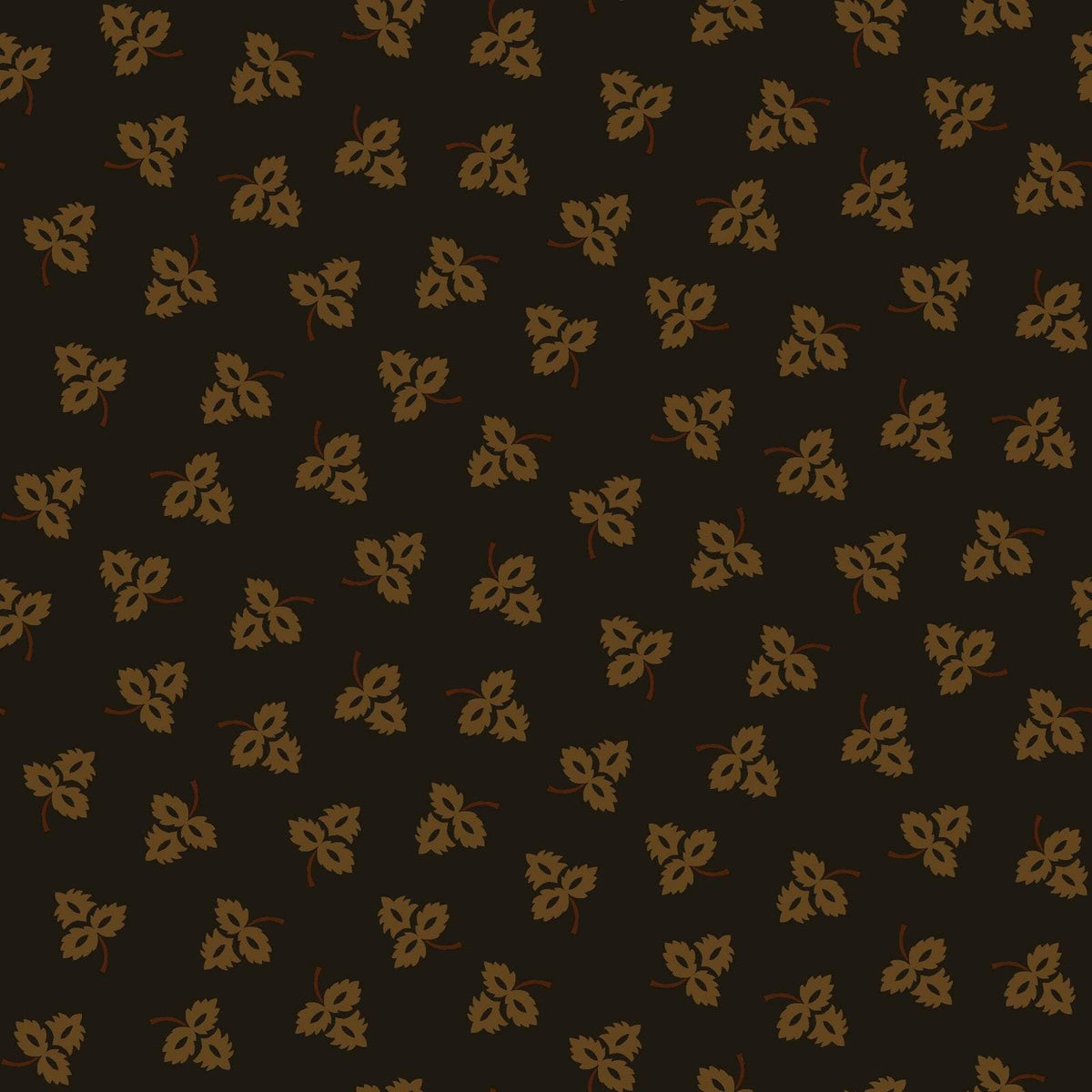 Esther's Heirloom Shirtings 1683-99 Black - Tossed Leaves - Kim Diehl - Henry Glass - NSKU-27719