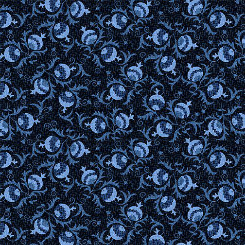 Once in a Blue Mood - Buds - Blank Quilting - 9736-77 Dk Blue - 045945219544