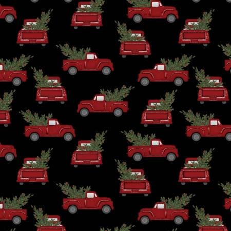 Black Truck with Tree - Holiday at Home - Benartex - 13035B-12