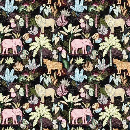 Black Flora and Fauna - Jungle Vibes - Michael Miller - DCX9762-BLAC