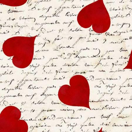 Beige Love Letter - Hugs Kisses & Special Wishes - 3 Wishes Fabric - Beth Albert - 19559-BGE