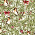 Winter Forest - Birds on a Branch - 3 Wishes Fabric - 3WI1647-WHT-CTN-D
