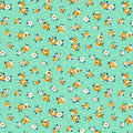 Aqua Tossed Flowers - Aunt Grace Garden Variety - Judie Rothermel - Marcus Fabrics - R351026D-AQUA