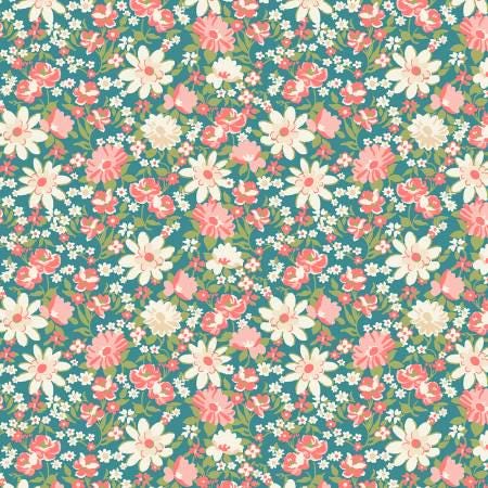 Blue Packed Floral - Sentiments - Kaye England - Wilmington Prints - 98723-413