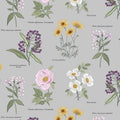 Light Grey Botanic Flowers - Lewis and Irene - A453-2