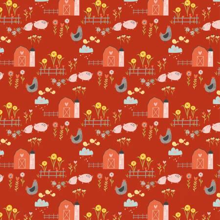 Red Sweetheart Farm - My Heart Belongs to My Farmer - Poppie Cotton - MH21800