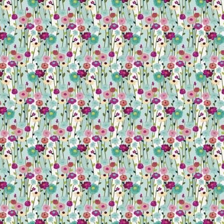 Flowers Aqua - Fragrant Fields - Riley Blake Designs - C15225R-AQUA