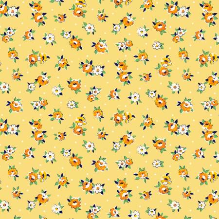 Yellow Tossed Flowers - Aunt Grace Garden Variety - Judie Rothermel - Marcus Fabrics - R351026D-YELLOW