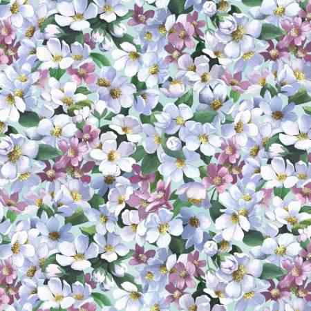 Azure Packed Floral Tweethearts - Elizabeth’s Studio - 40002E-AZURE