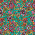 Dark Turquoise Rainbow Blooms - Contempo Studio - 13111B-84