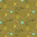 Gold Starry Night Glows in the Dark - Michael Miller - DG11098-GOLD-D