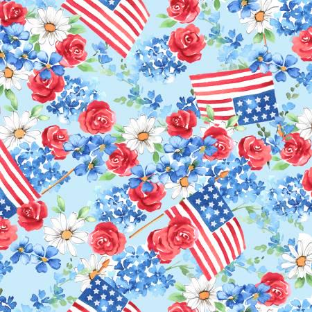 Blue Victory Garden - 3 Wishes Fabric - 22947-BLU