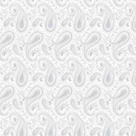 White on White Paisley 3.6 Inch repeat
