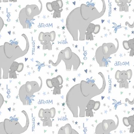 White Elephant All Over - Safari Lullaby - Wilmington Prints - 36263-194