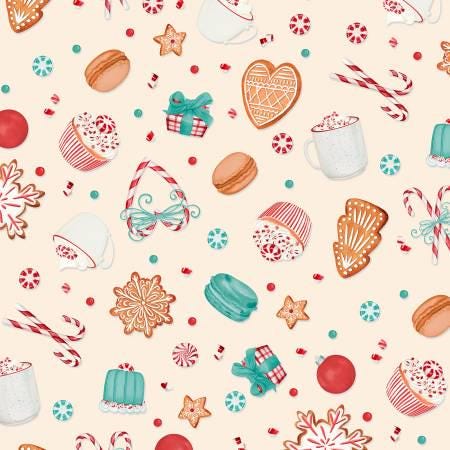 Cream Sweets Toss - Peppermint Parlor - Wilmington Prints - 27636-237