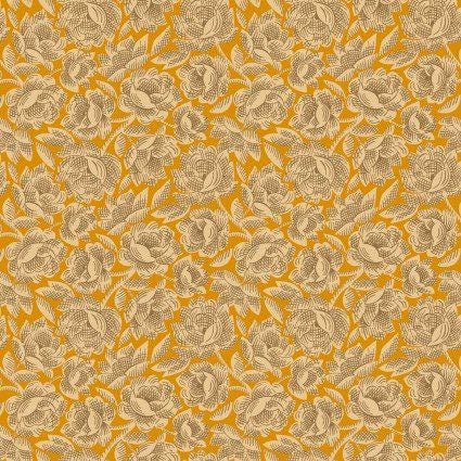 Gratitude and Grace -Orange Vintage Floral - Kim Diehl - Henry Glass - 9408-30