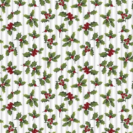 White Hometown Holly - Holiday at Home - Benartex - 13039-B-09