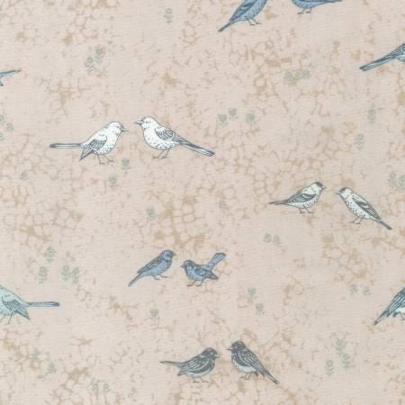 Birds Natural w Metallic - Robert Kaufman - WELM2080814