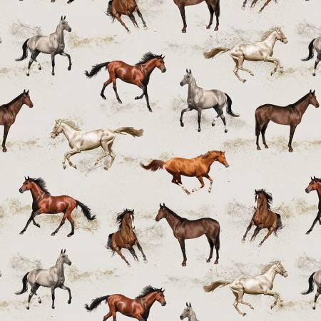 Wild Horses Racing - Cream - Timeless Treasures - CD2630-CREAM