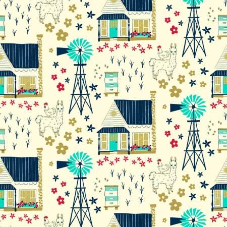 Homestead Life - Happy Day Blue Vignette - 51518-2 - Judy Jarvi - Windham Fabrics
