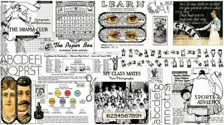 Old School - Digitally Printed School Paper White - J. Wecker Frisch - Riley Blake - CD14959R-WHITE