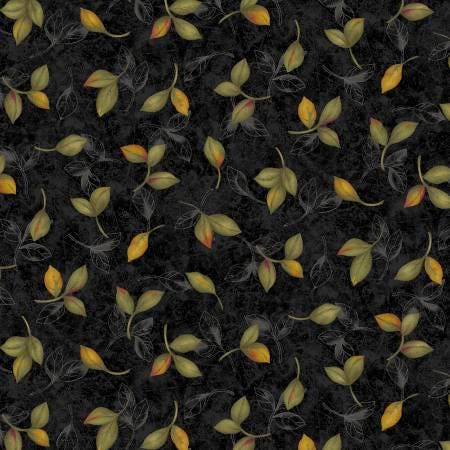 Charcoal Falling Leaves - Marcus Fabrics -R210339D-CHARCOAL