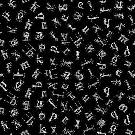 Old School Tossed Letters Black - J. Wecker Frisch - Riley Blake - C14960R-BLACK
