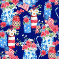 Navy Mason Jar Floral - 3 Wishes Fabric - 22942-NVY