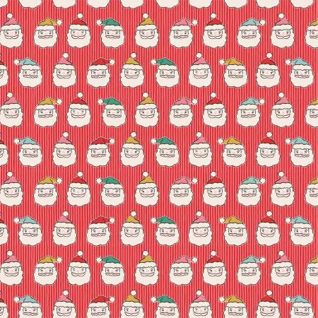Red Santa Heads - Oh What Fun - Poppie Cotton - OF23318