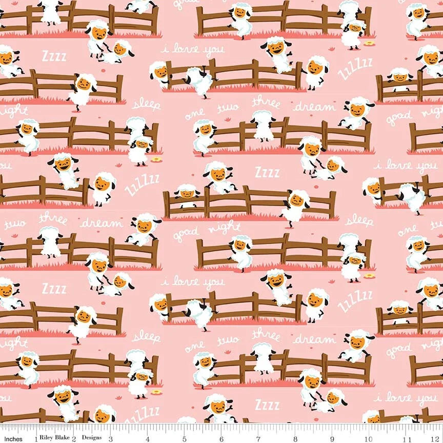 Harmony Farm Sheep Dream Pink - Riley Blake Cotton Fabric